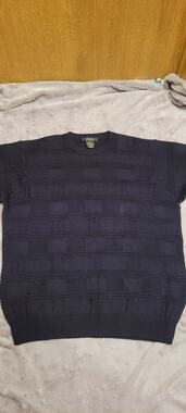 Giorgiolini Made in Italy Wool Blend Textured Knit Sweater Mens XXL Navy Fall